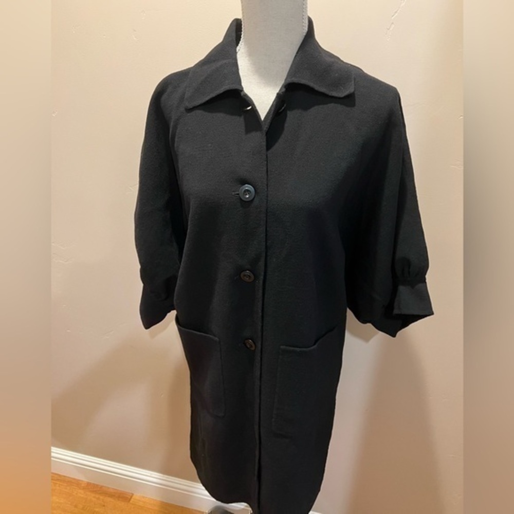 St John Sewn by Hand Wool Car Coat Black Large